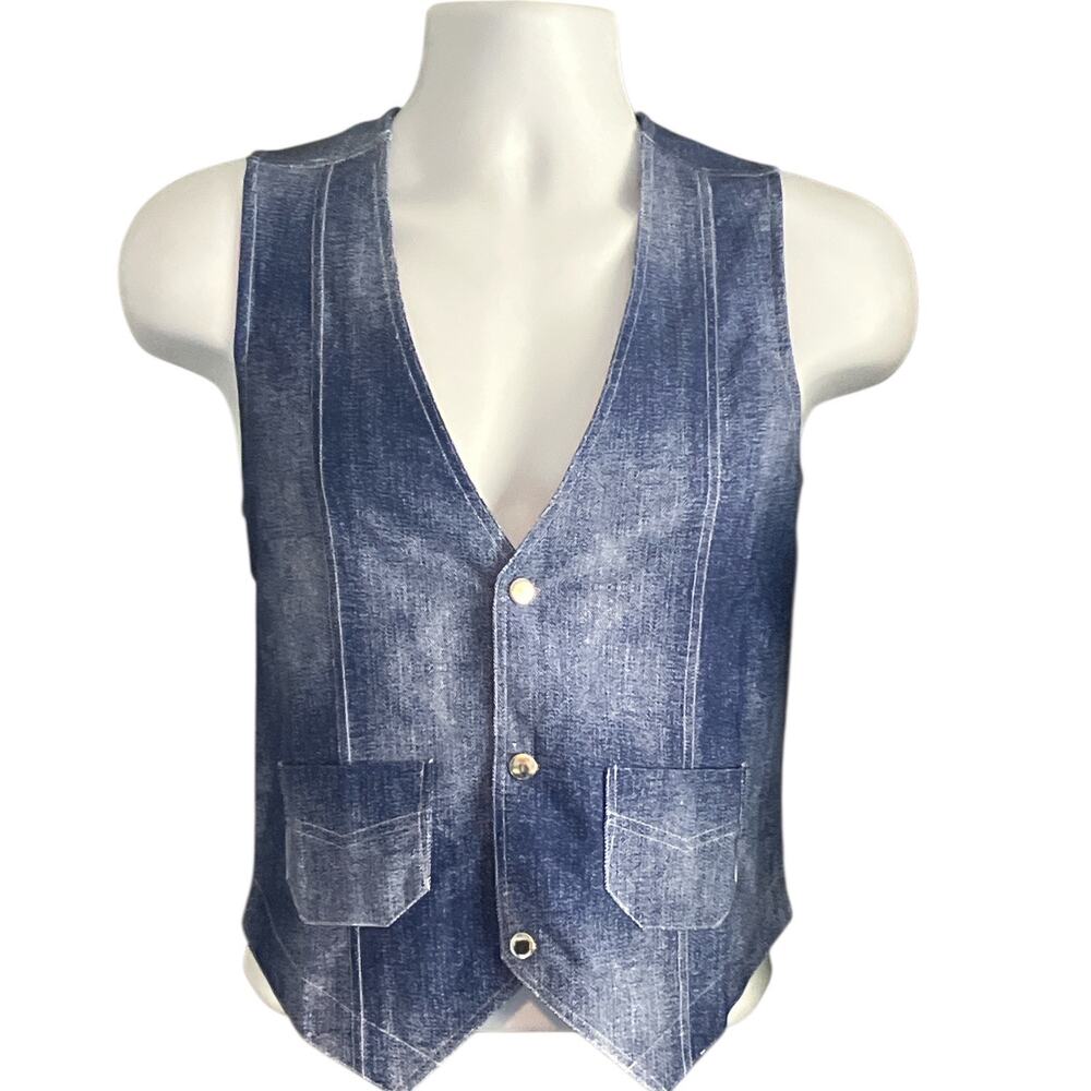 Andrew Christian Stretch Denim Vest Indigo Blue XL Extra Large